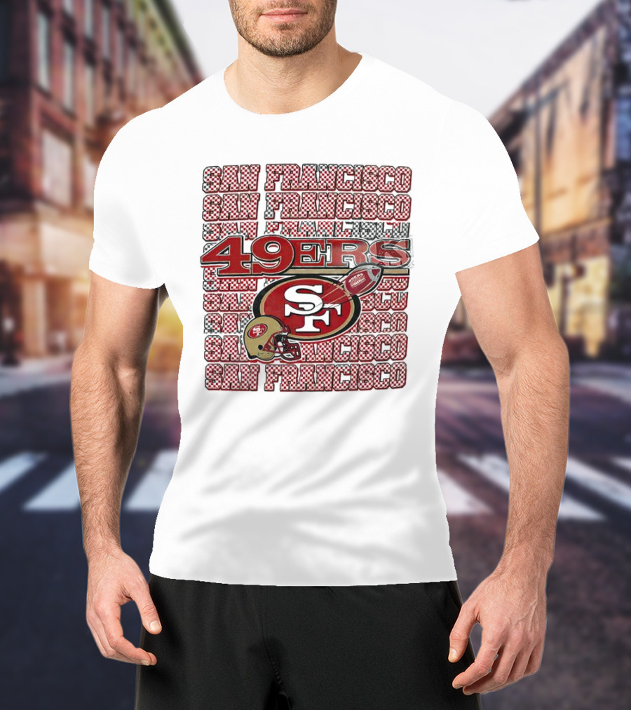 San Francisco 49ers Checkered Helmet T-Shirt