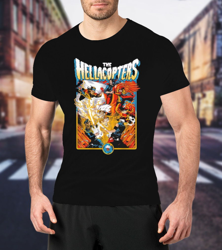 The Hellacopters Superhero Comic Rock Battle Machado T-Shirt