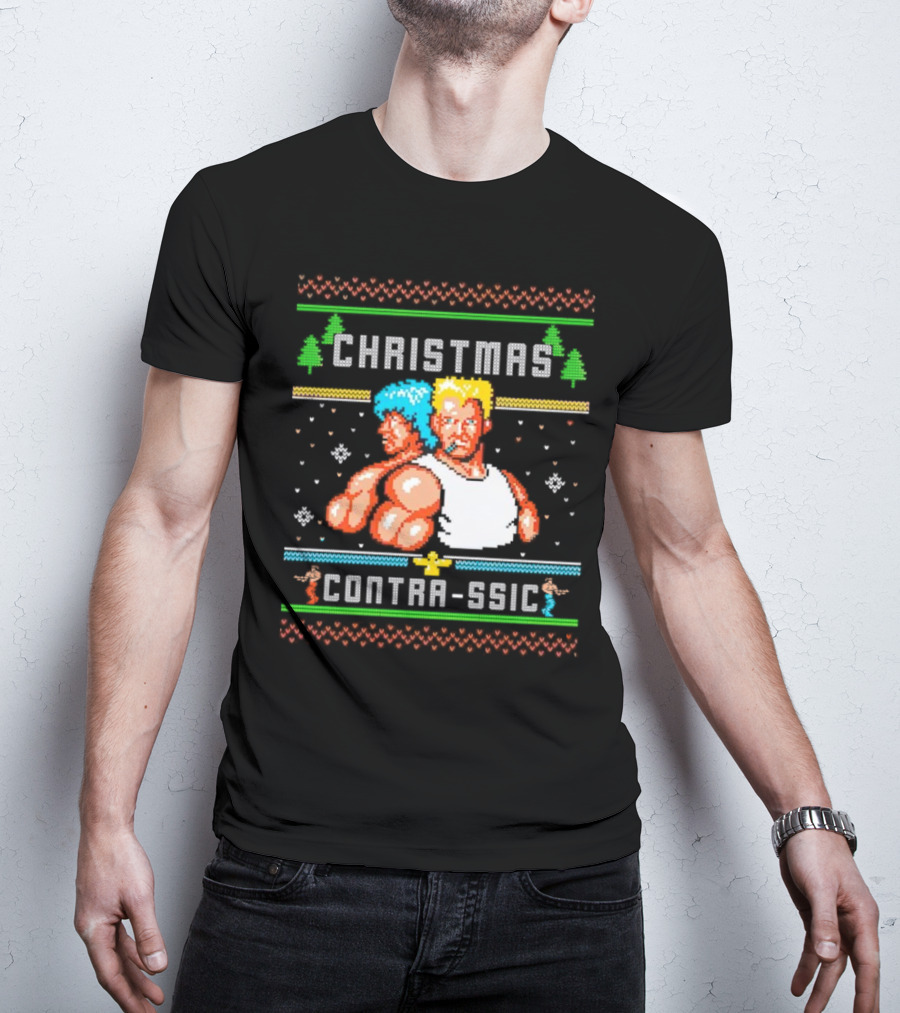 Christmas Contra-ssic Retro Gaming Mashup T-Shirt