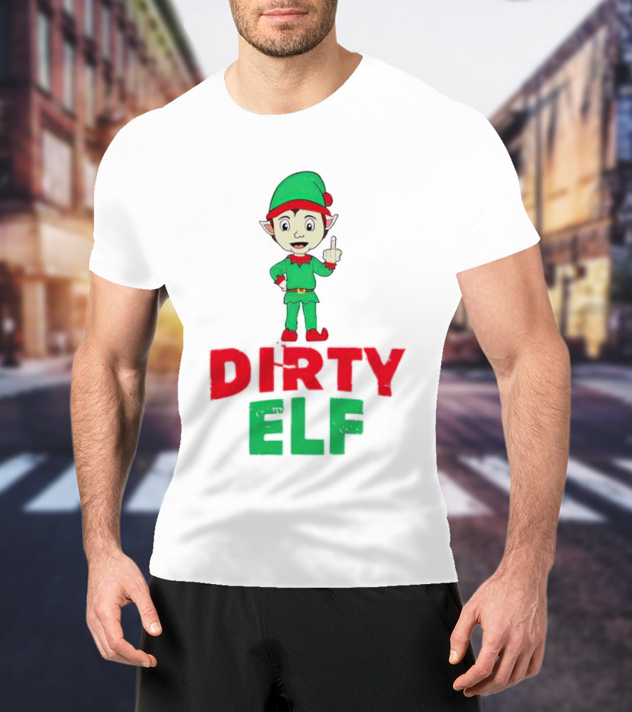 Dirty ELF Christmas Middle Finger T-Shirt