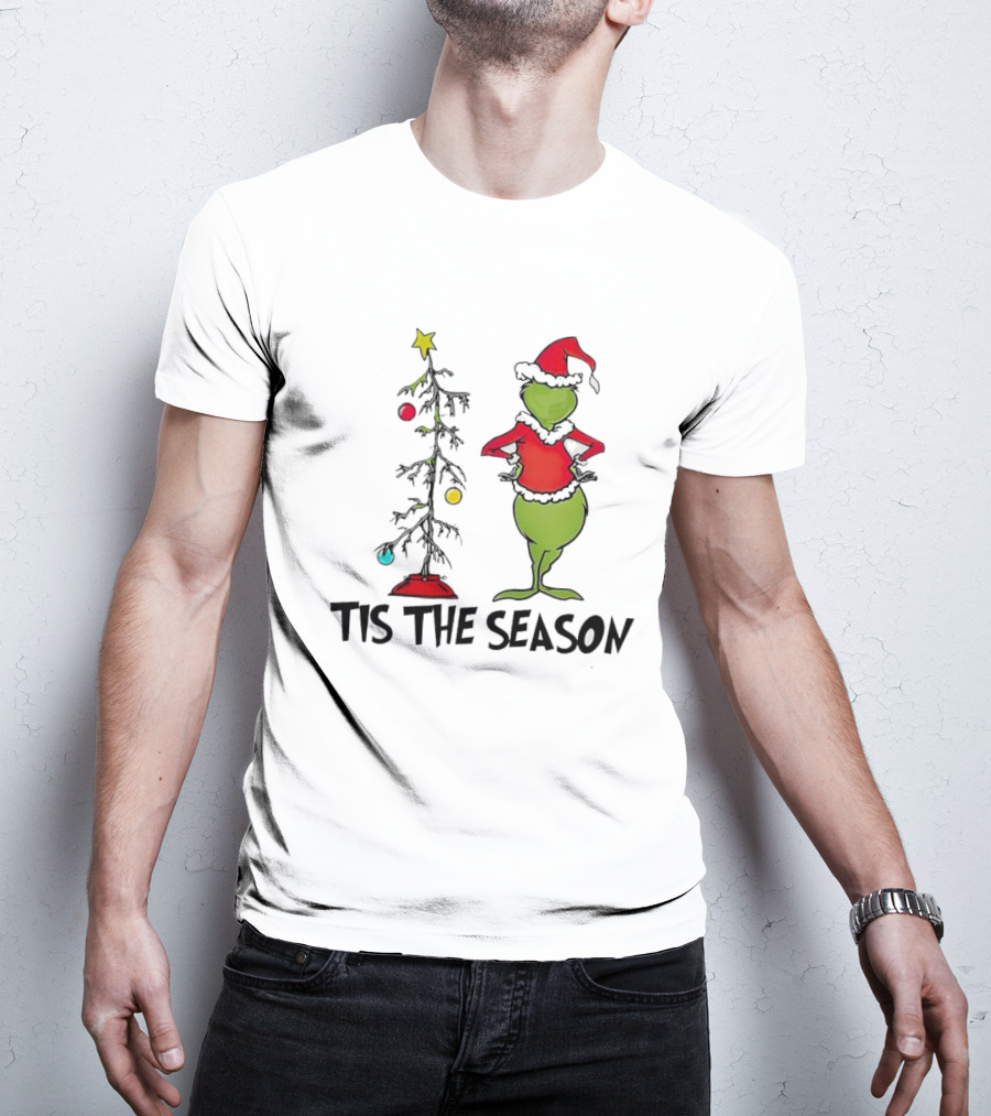 Grinch Tis The Season With Charlie Brown Christmas Tree T-Shirt