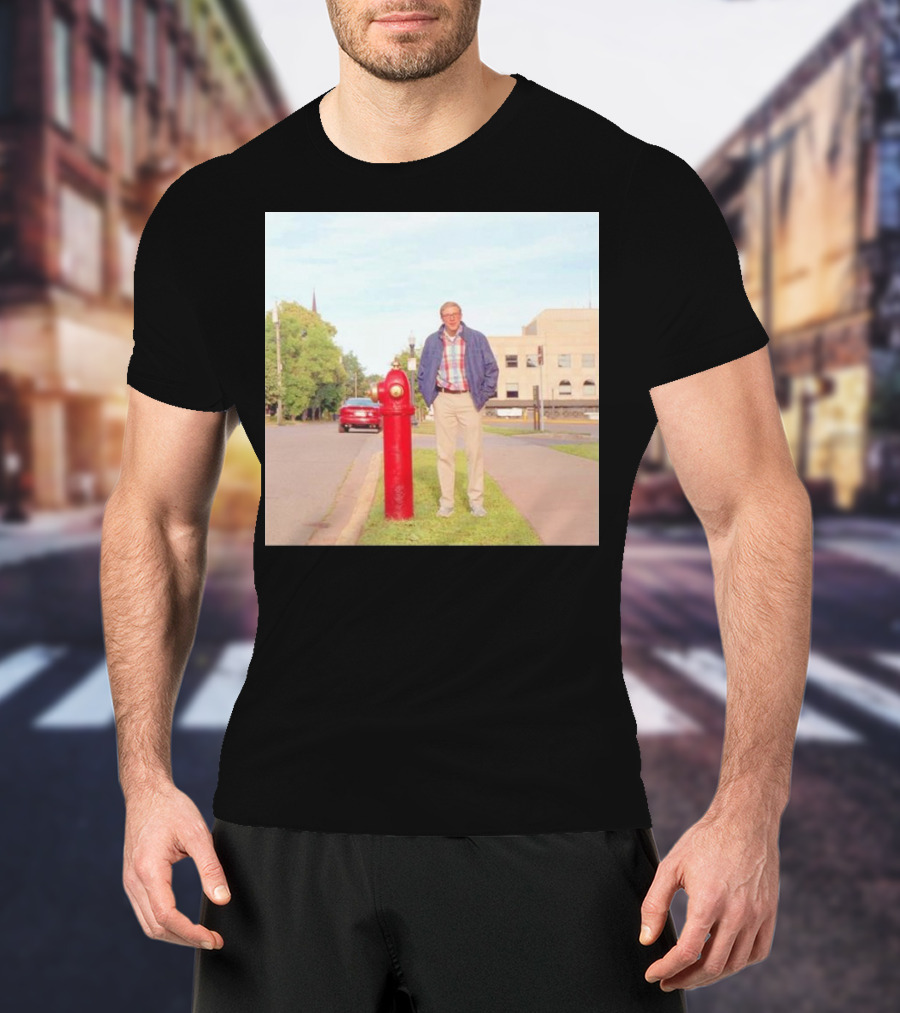 Joe Pera Next To Red Fire Hydrant On Street With Red Car In Background T-Shirt