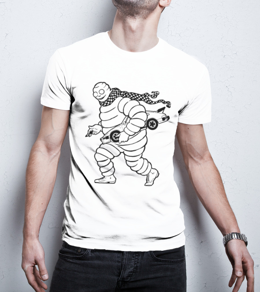 One Hell Of A Town Thief Michelin Man Carrying Car T-Shirt