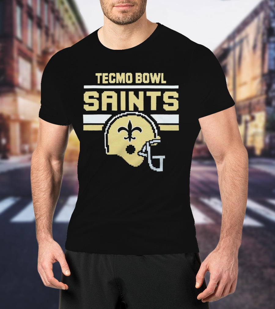 Tecmo Bowl Saints New Orleans Retro Football Helmet T-Shirt