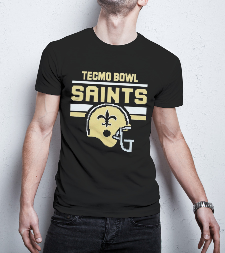 Tecmo Bowl Saints New Orleans Retro Football Helmet T-Shirt