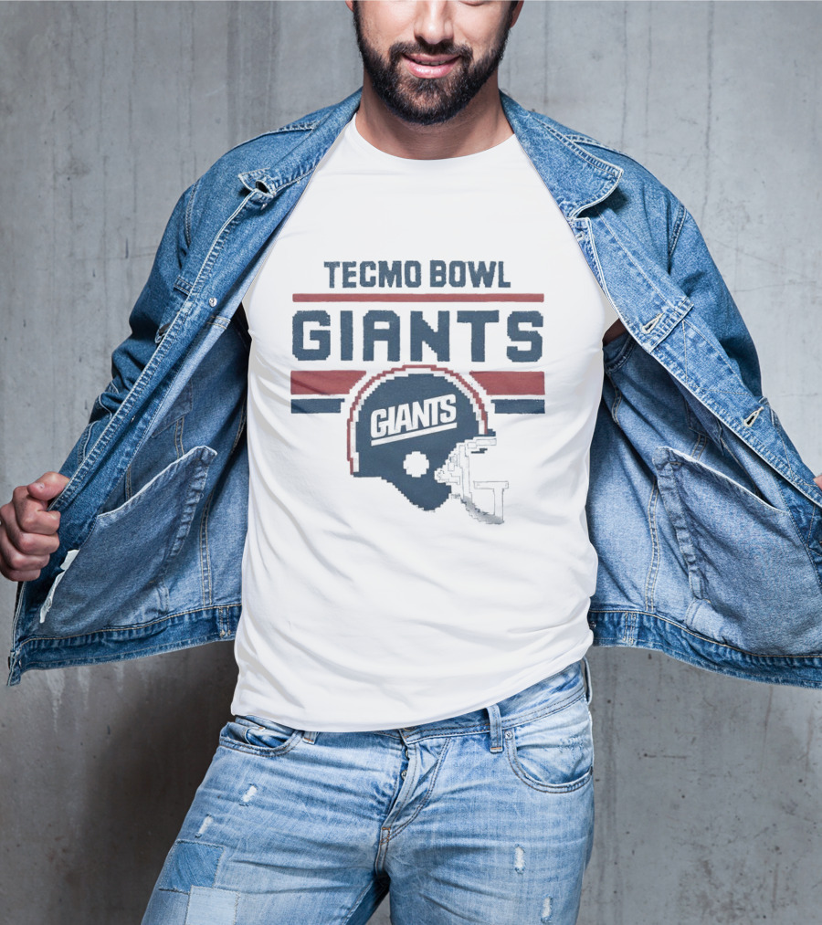 Tecmo Bowl Giants Helmet Retro Pixel T-Shirt