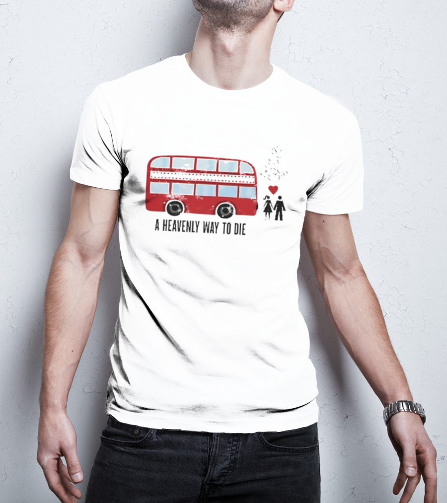 A Heavenly Way To Die Red Double-Decker Bus Couple And Heart T-Shirt