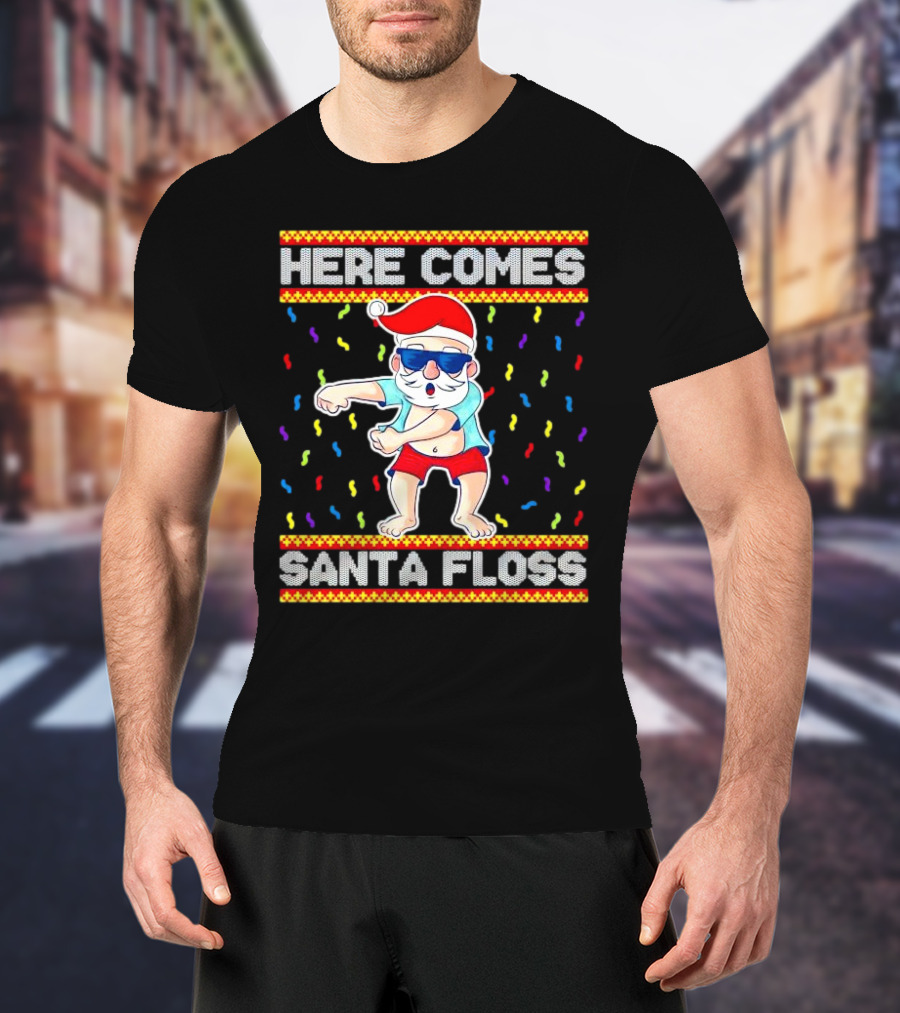 Here Comes Santa Floss Christmas Dance Party T-Shirt
