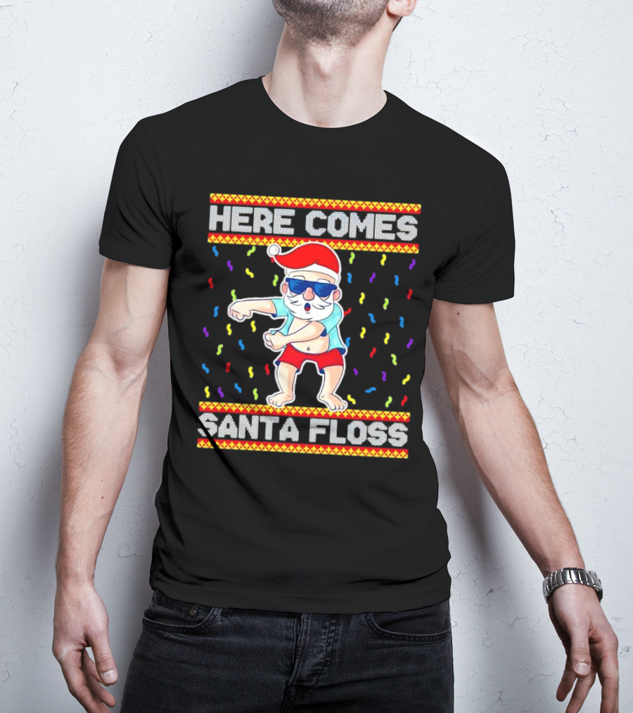Here Comes Santa Floss Christmas Dance Party T-Shirt