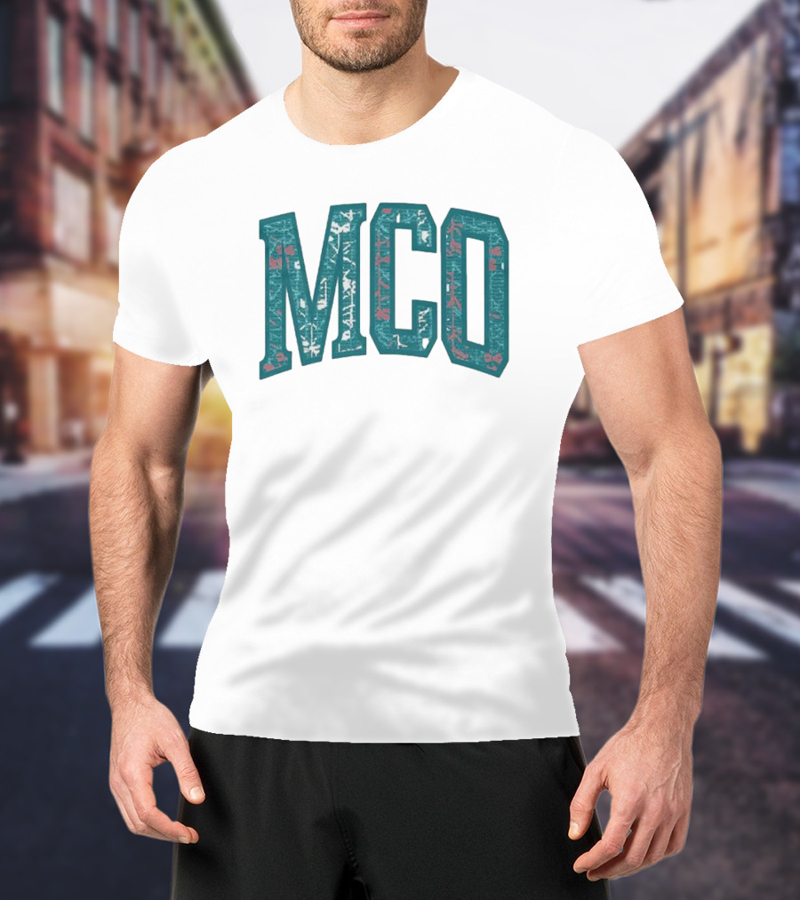MCO Magic Carpet Oasis Vintage Teal Textured Letters T-Shirt