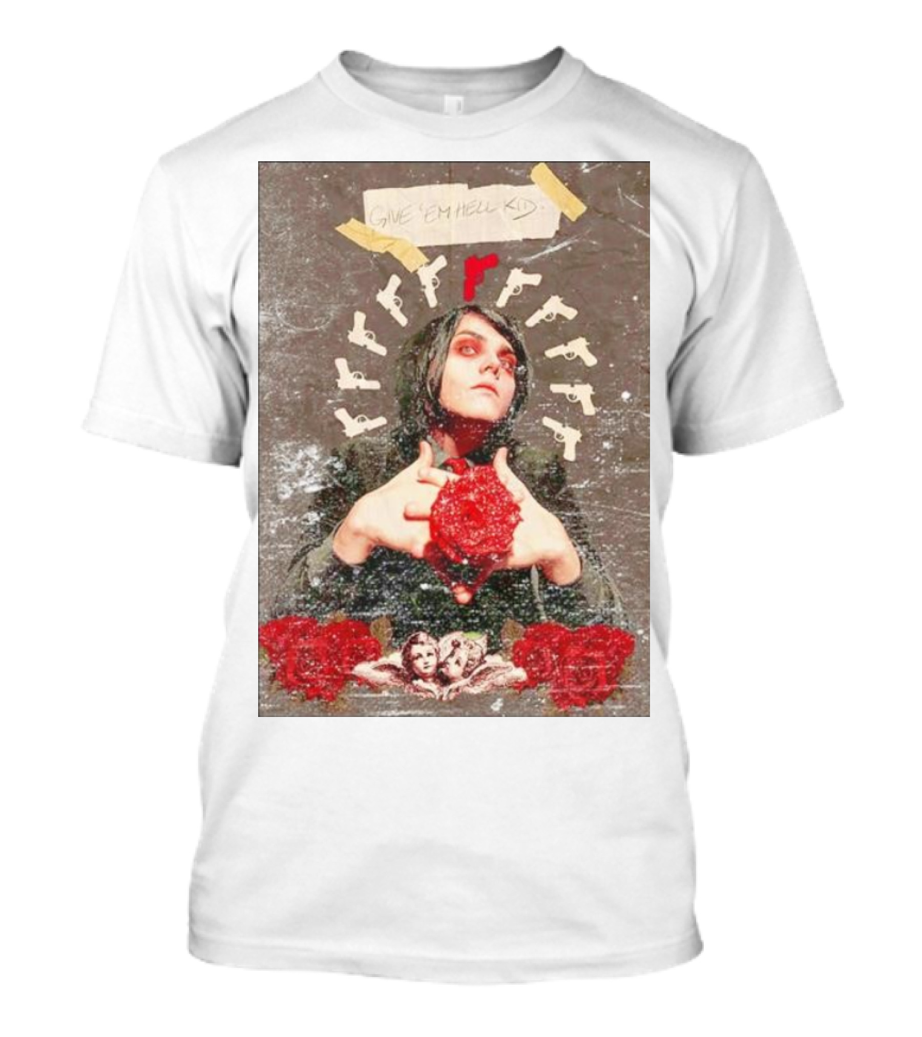 MCR Gerard Way Guns Angel Roses Give 'Em Hell Kid T-Shirt