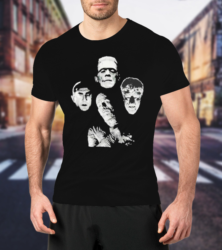 Rock Rebel Monster Dracula Frankenstein Mummy Wolfman Horror Band T-Shirt
