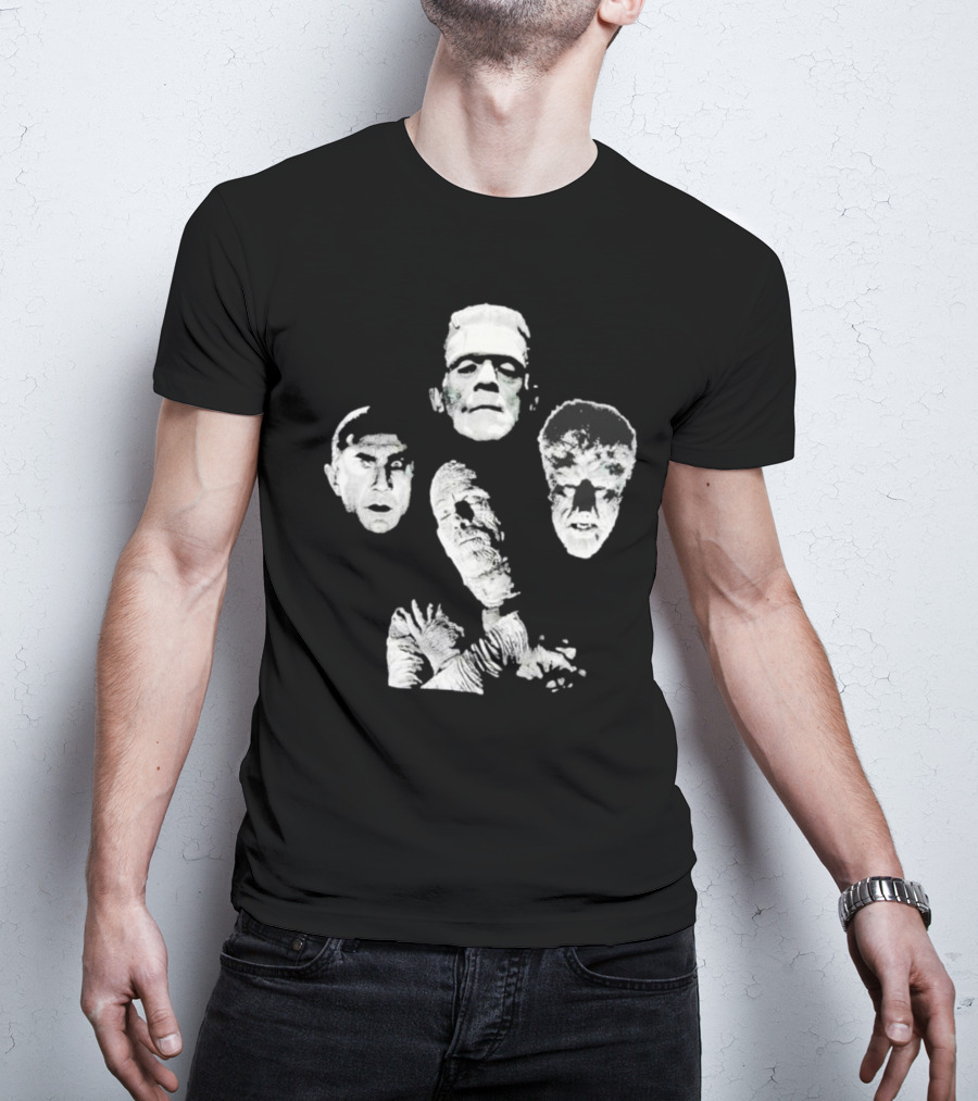 Rock Rebel Monster Dracula Frankenstein Mummy Wolfman Horror Band T-Shirt