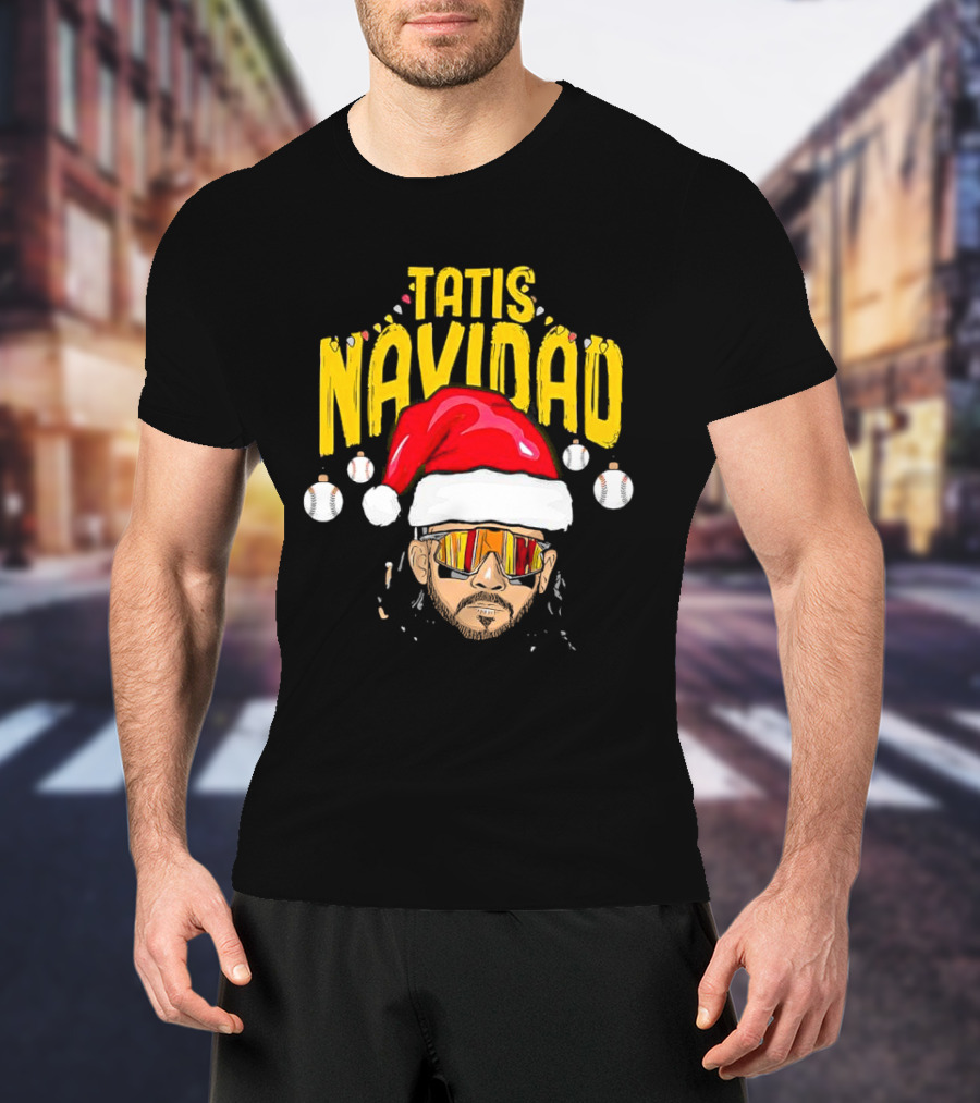 Tatis Navidad Santa Hat Baseball Sunglasses T-Shirt