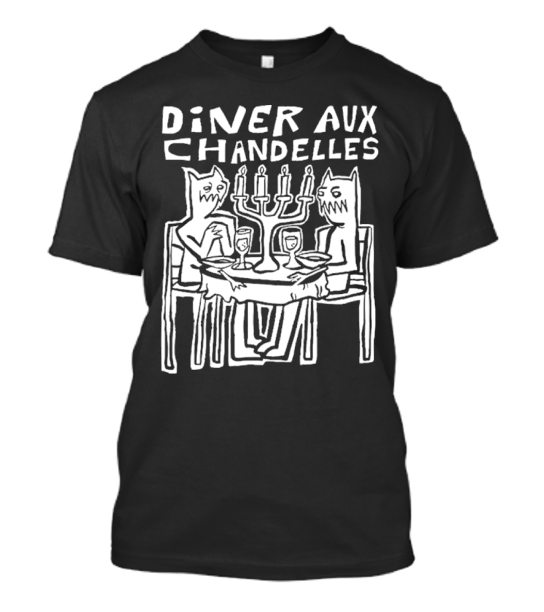 DINER AUX CHANDELLES DINNER MONSTERS CANDLELIGHT WOODCUT T-Shirt
