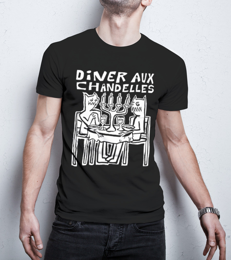 DINER AUX CHANDELLES DINNER MONSTERS CANDLELIGHT WOODCUT T-Shirt