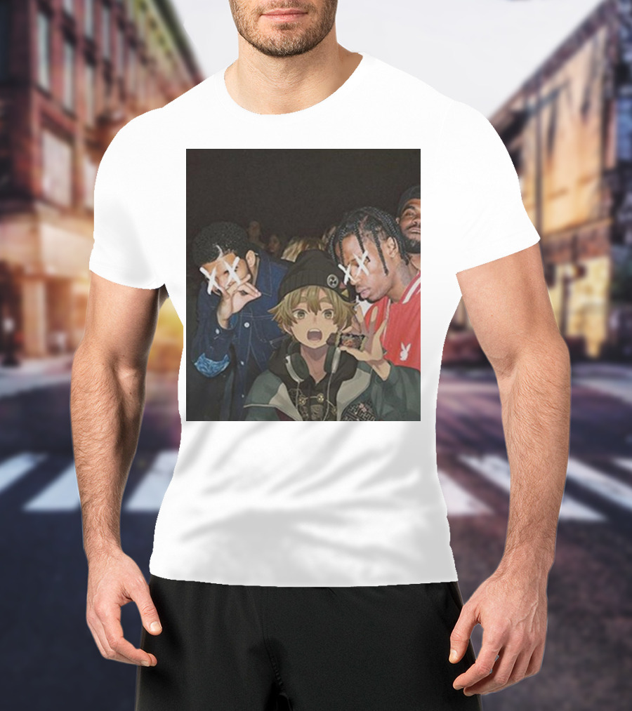 Drake Travis Scott Zenitsu Agatsuma Crossover Demon Slayer Anime T-Shirt
