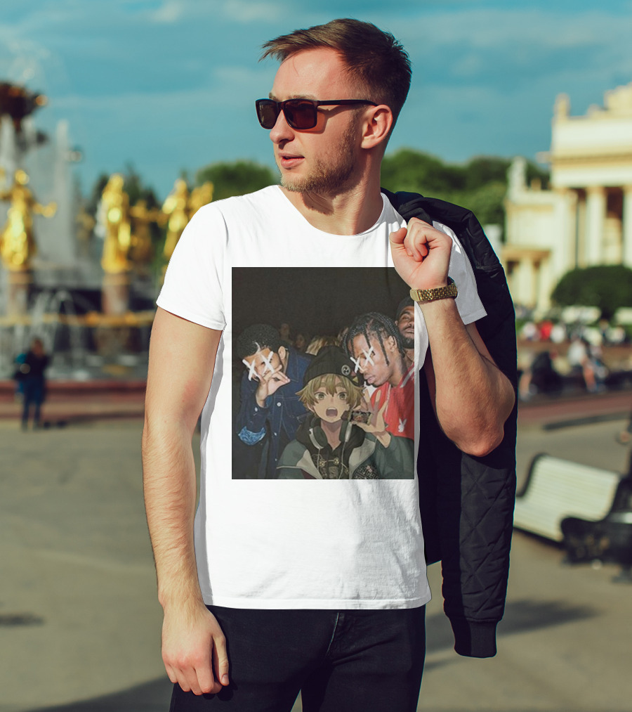 Drake Travis Scott Zenitsu Agatsuma Crossover Demon Slayer Anime T-Shirt