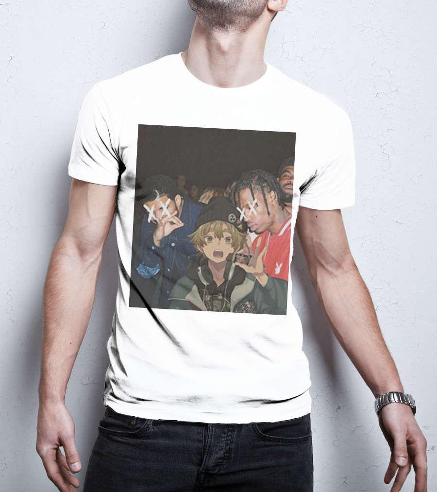 Drake Travis Scott Zenitsu Agatsuma Crossover Demon Slayer Anime T-Shirt