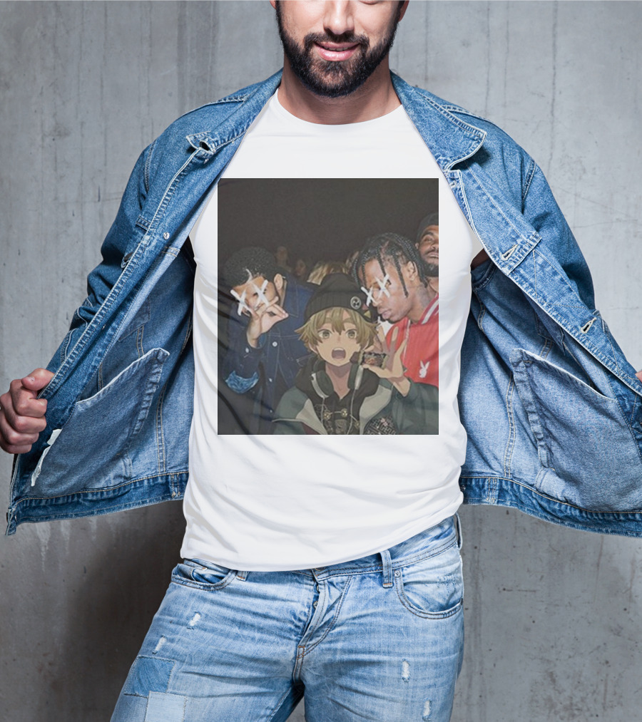 Drake Travis Scott Zenitsu Agatsuma Crossover Demon Slayer Anime T-Shirt