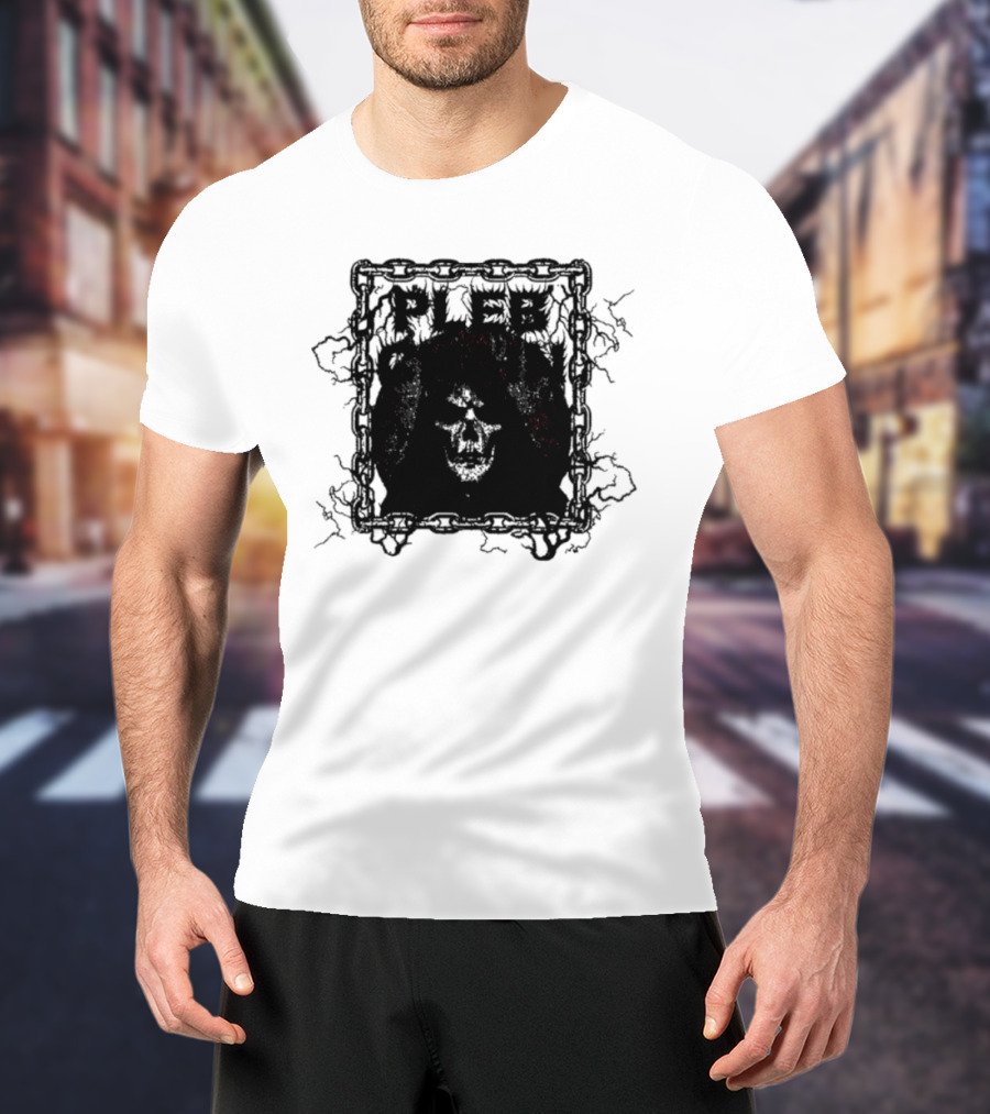 Plebchain Skull With Lightning And Chains T-Shirt