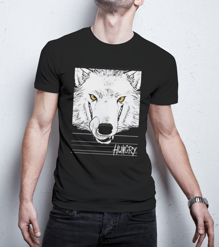 Hungry Wolf Illustration With Intense Expression T-Shirt