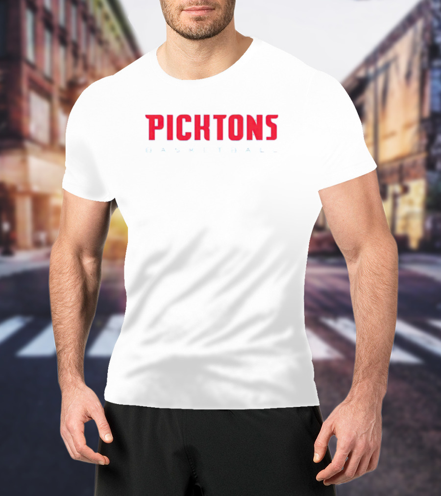 Picktons Basketball Bold Red Classic Sports T-Shirt