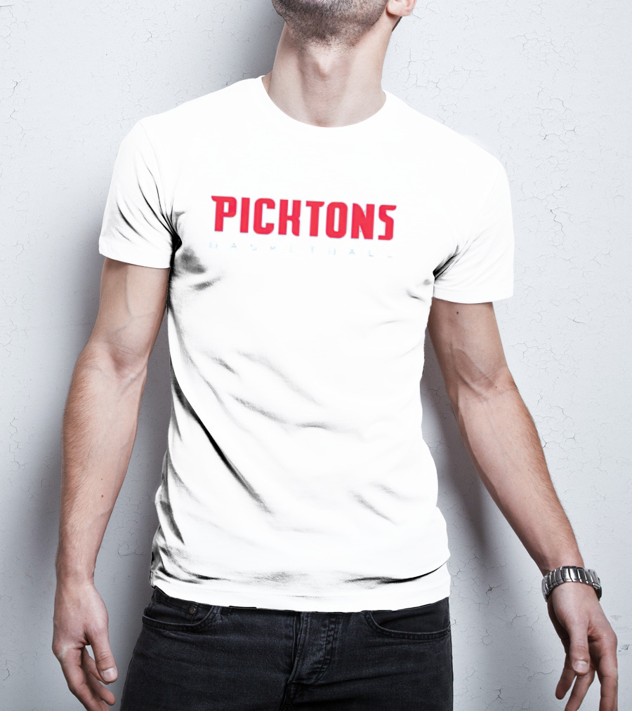Picktons Basketball Bold Red Classic Sports T-Shirt