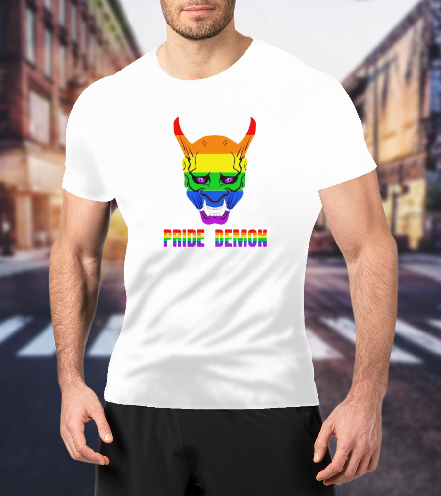 Pride Demon Rainbow Mask LGBT T-Shirt