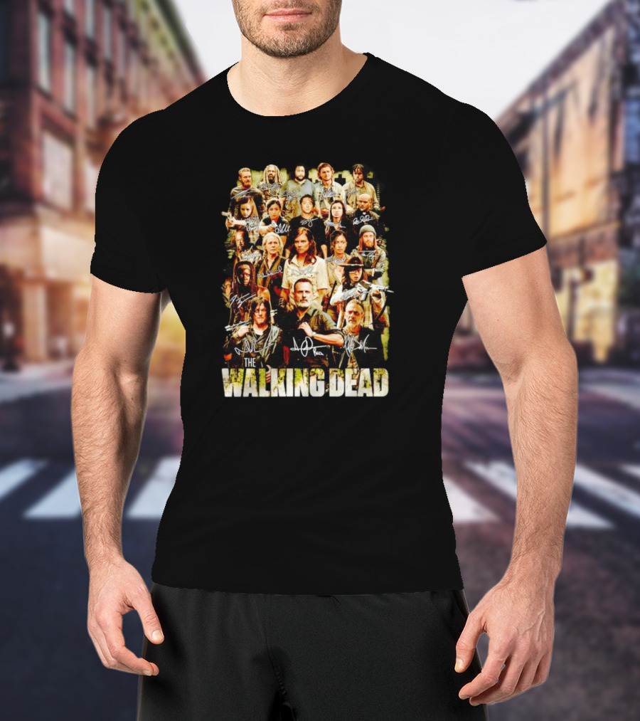 The Walking Dead Cast Image With Character Signatures T-Shirt