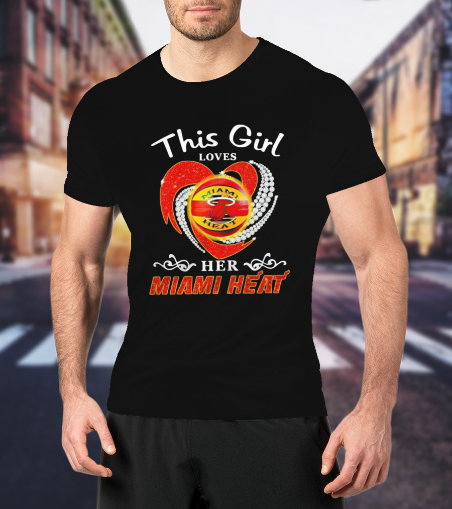 This Girl Loves Her Miami Heat Sparkling Heart T-Shirt