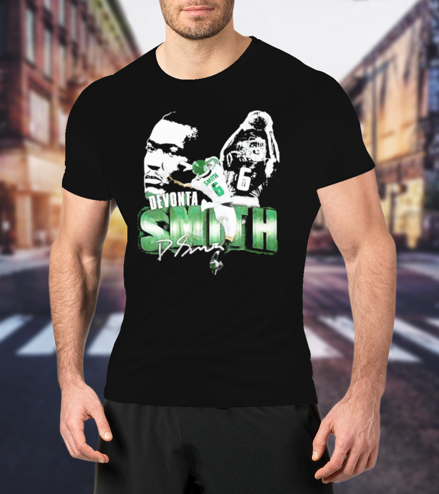 DeVonta Smith Philadelphia Number 6 Football Chrome Look T-Shirt