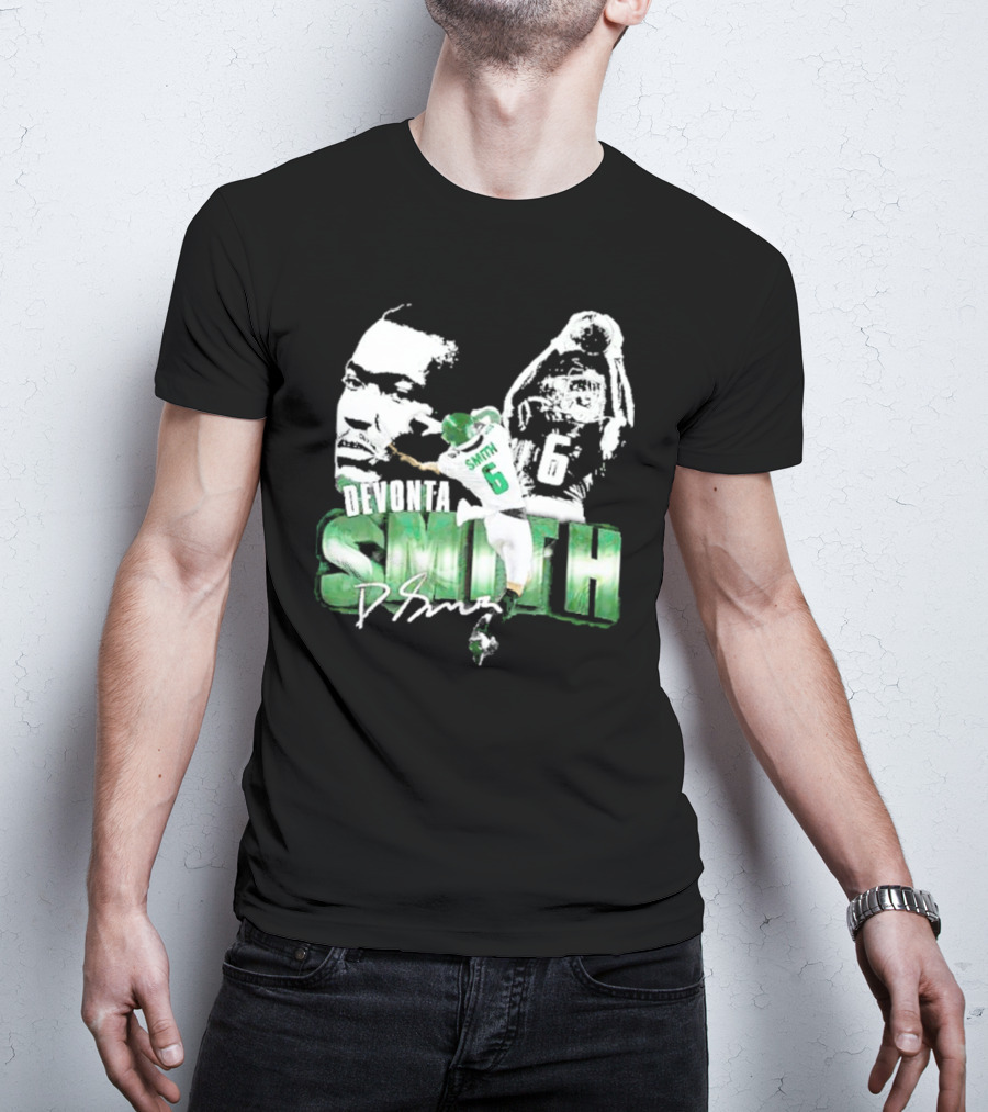 DeVonta Smith Philadelphia Number 6 Football Chrome Look T-Shirt