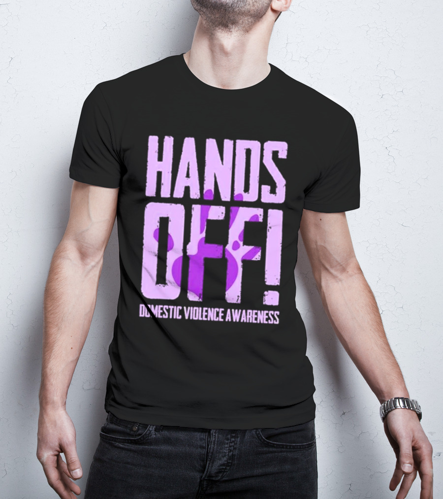 HANDS OFF DOMESTIC VIOLENCE AWARENESS PURPLE HANDPRINT T-Shirt