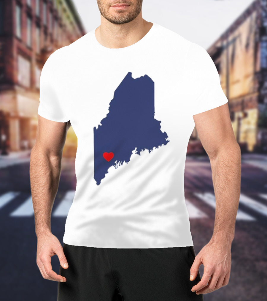 Lewiston Strong Heart Map Maine T-Shirt