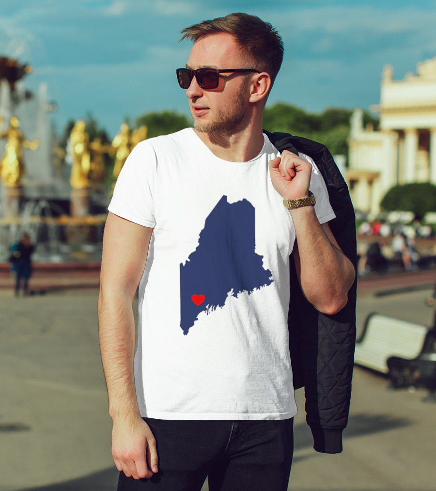 Lewiston Strong Heart Map Maine T-Shirt