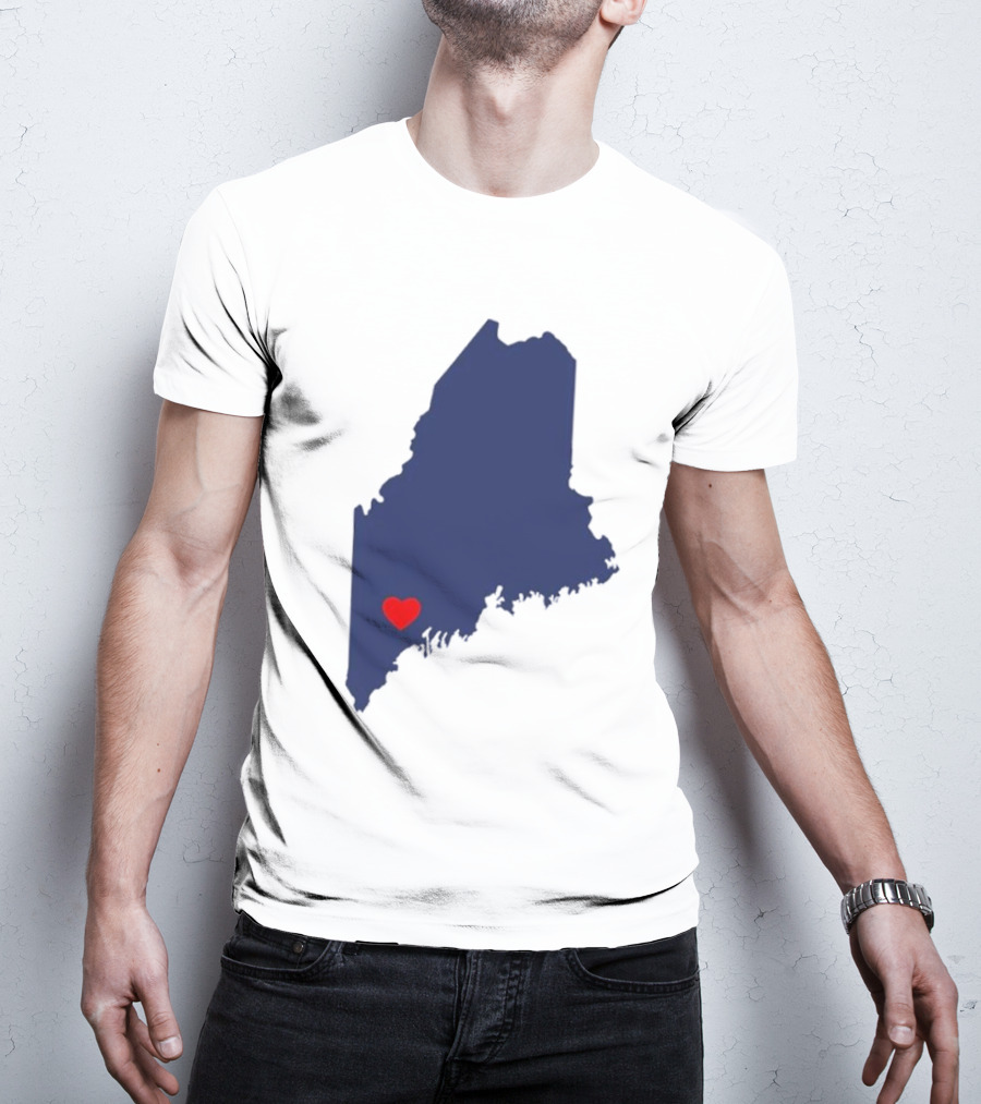 Lewiston Strong Heart Map Maine T-Shirt