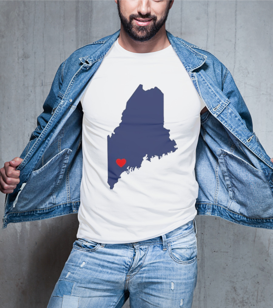 Lewiston Strong Heart Map Maine T-Shirt