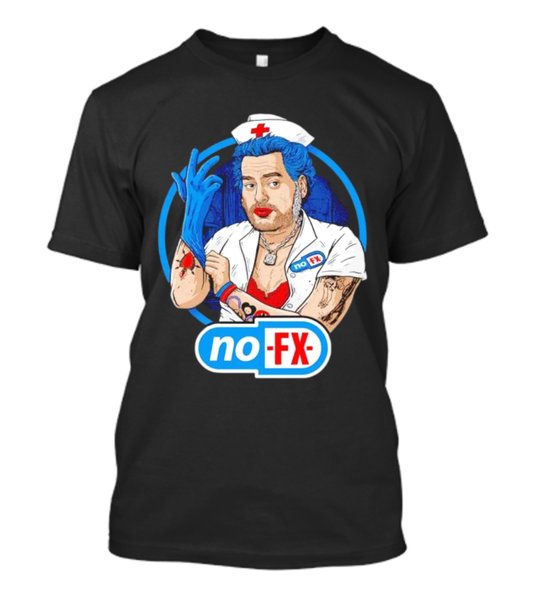 NOFX Nurse Punk Mike Tattoo Cartoon T-Shirt