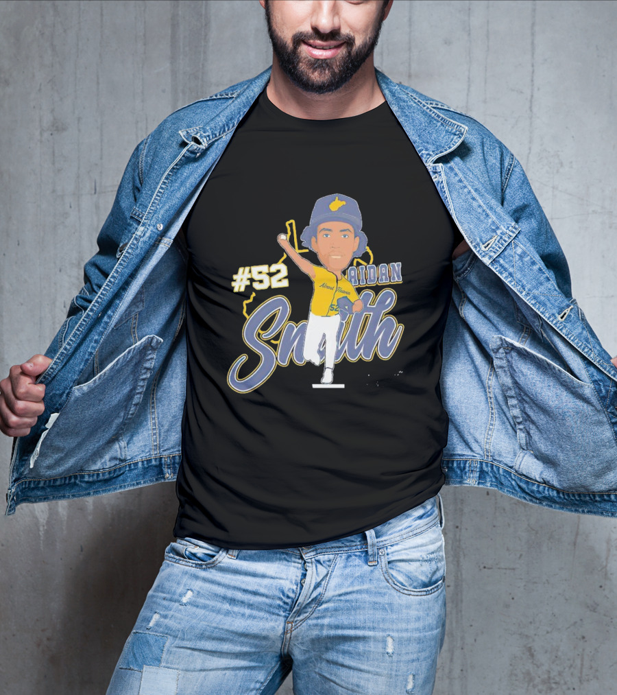 52 Aidan Smith Mountaineers Caricature Signature T-Shirt