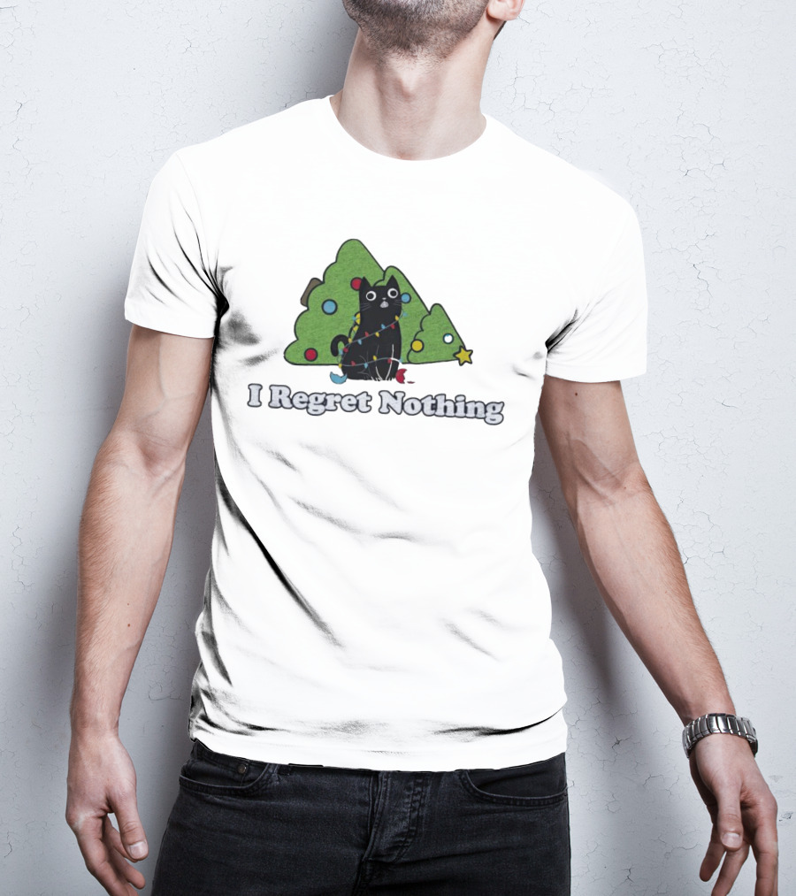 I Regret Nothing Black Cat Christmas Trees T-Shirt