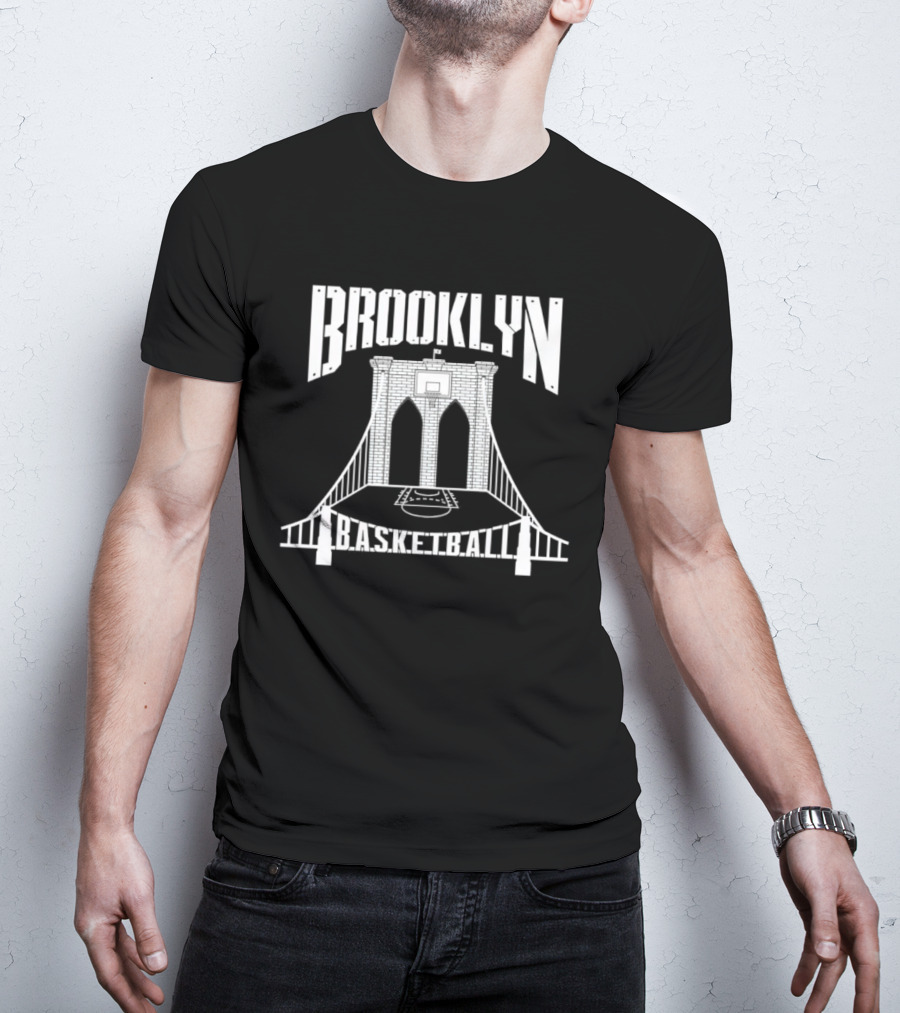 Brooklyn Bridge Basketball Court With Hoops T-Shirt
