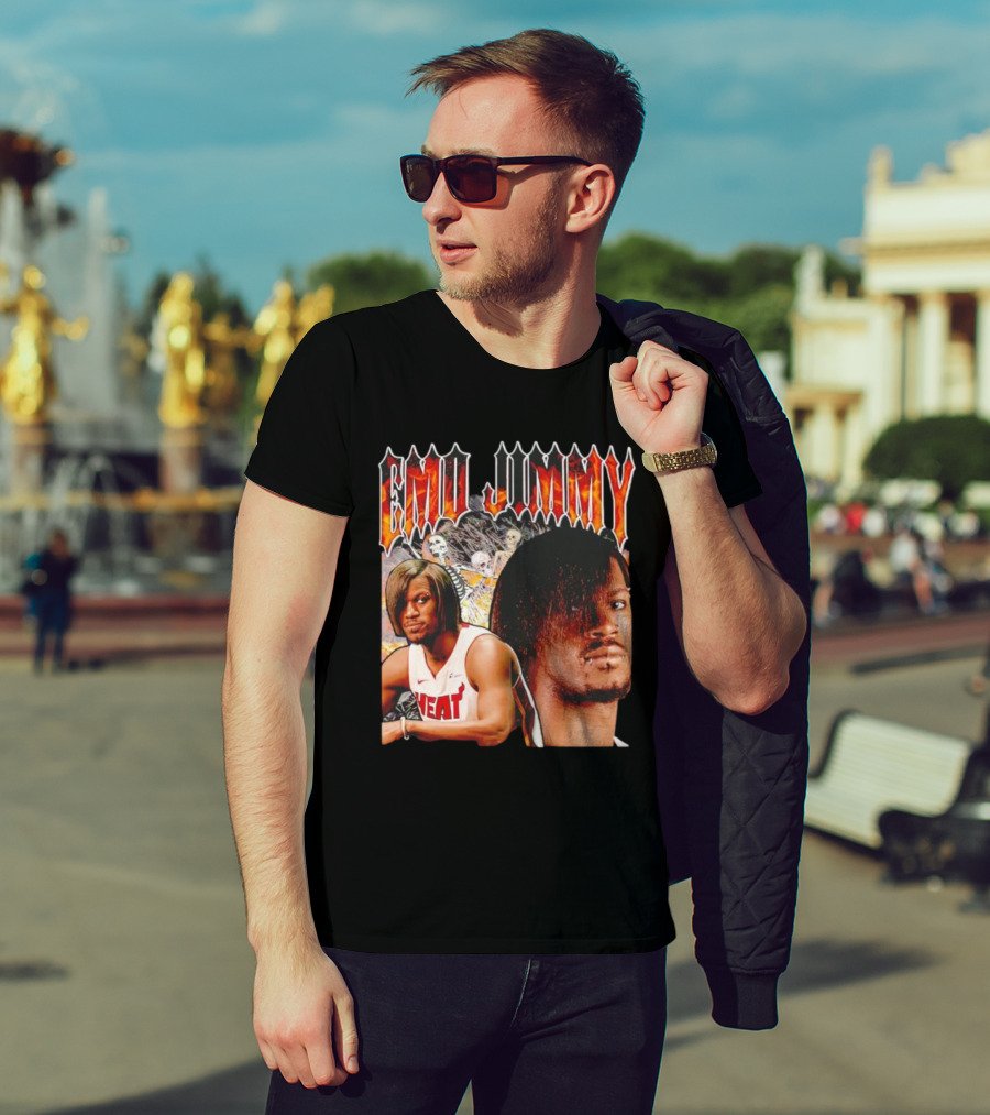 Emo Jimmy Butler Heat Skeleton Background T-Shirt