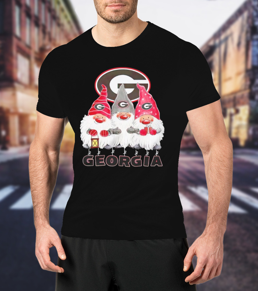 Georgia Bulldogs Christmas Gnome Trio T-Shirt