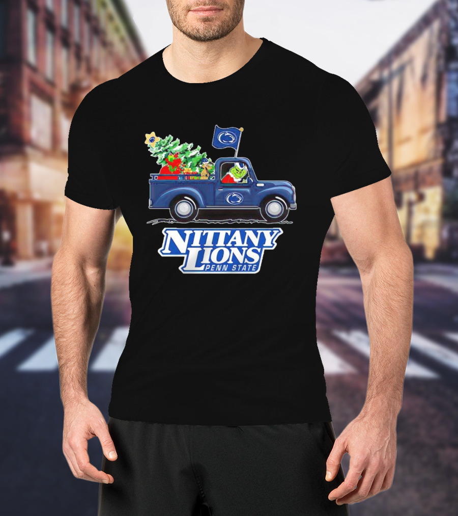 Grinch Driving Christmas Truck Nittany Lions Penn State T-Shirt