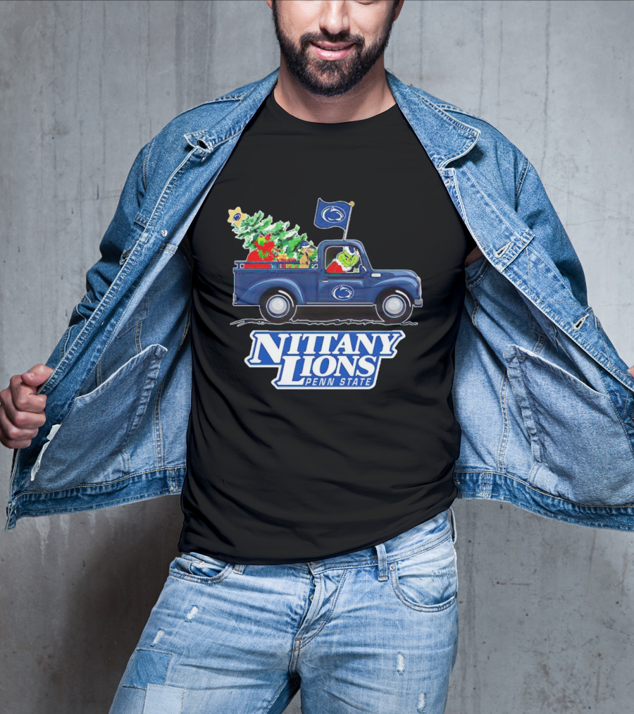 Grinch Driving Christmas Truck Nittany Lions Penn State T-Shirt