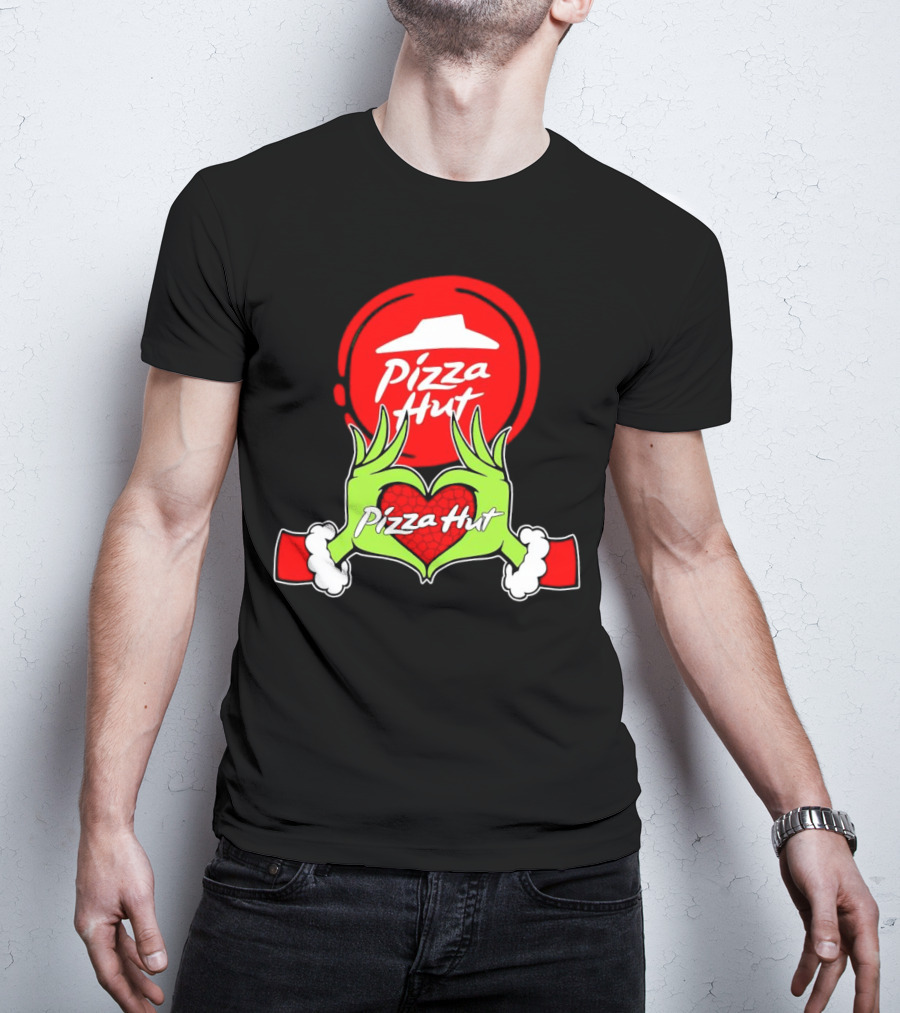 Pizza Hut Christmas Grinch Hands Heart T-Shirt