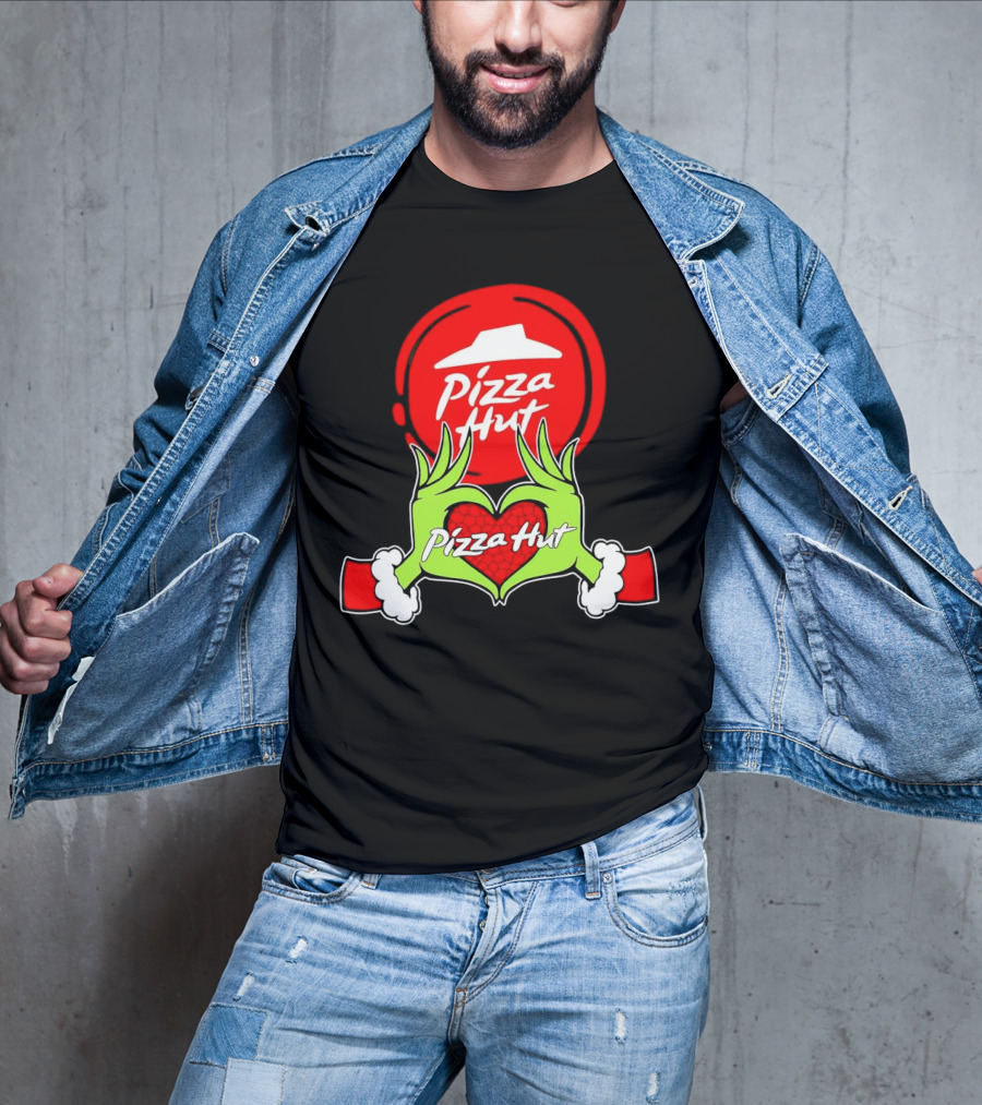 Pizza Hut Christmas Grinch Hands Heart T-Shirt