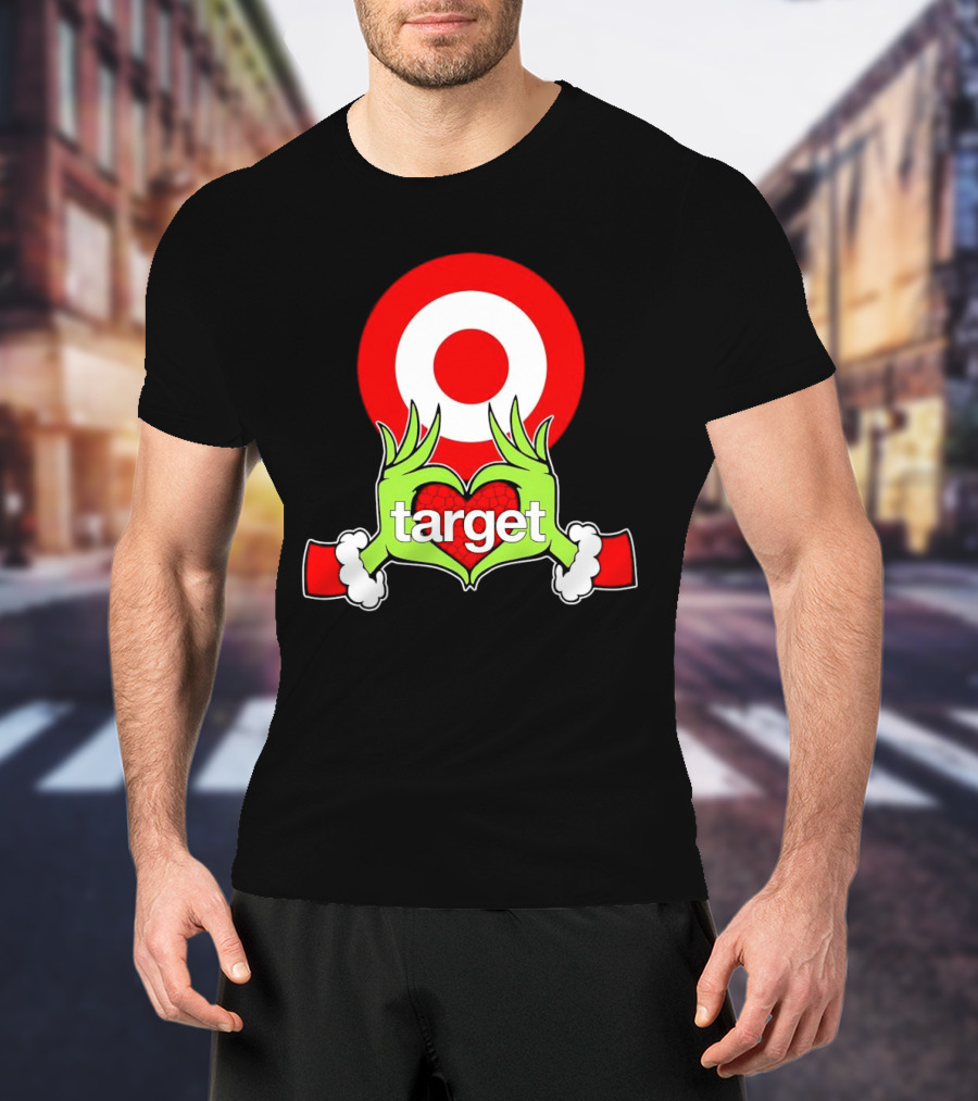 Grinch Hands Holding Heart In Front Of Target Christmas T-Shirt