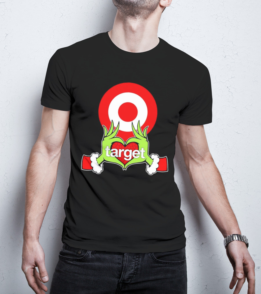 Grinch Hands Holding Heart In Front Of Target Christmas T-Shirt